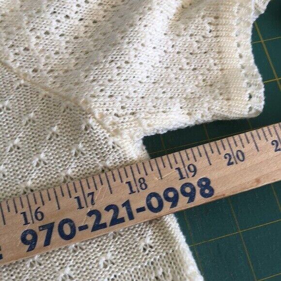 Jason Maxwell Cardigan Women M Open Front Cream Short Sleeve Casual Lite Weight - Picture 3 of 4